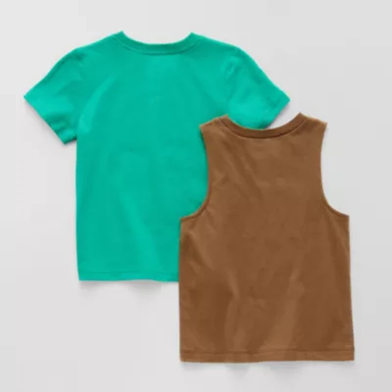 Okie Dokie Toddler & Little Boys Crew Neck Sleeveless Regular Fit 2-pc. Graphic T-Shirt