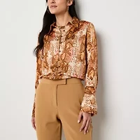 Worthington Womens Cuffed Long Sleeve Fitted Button-Down Shirt