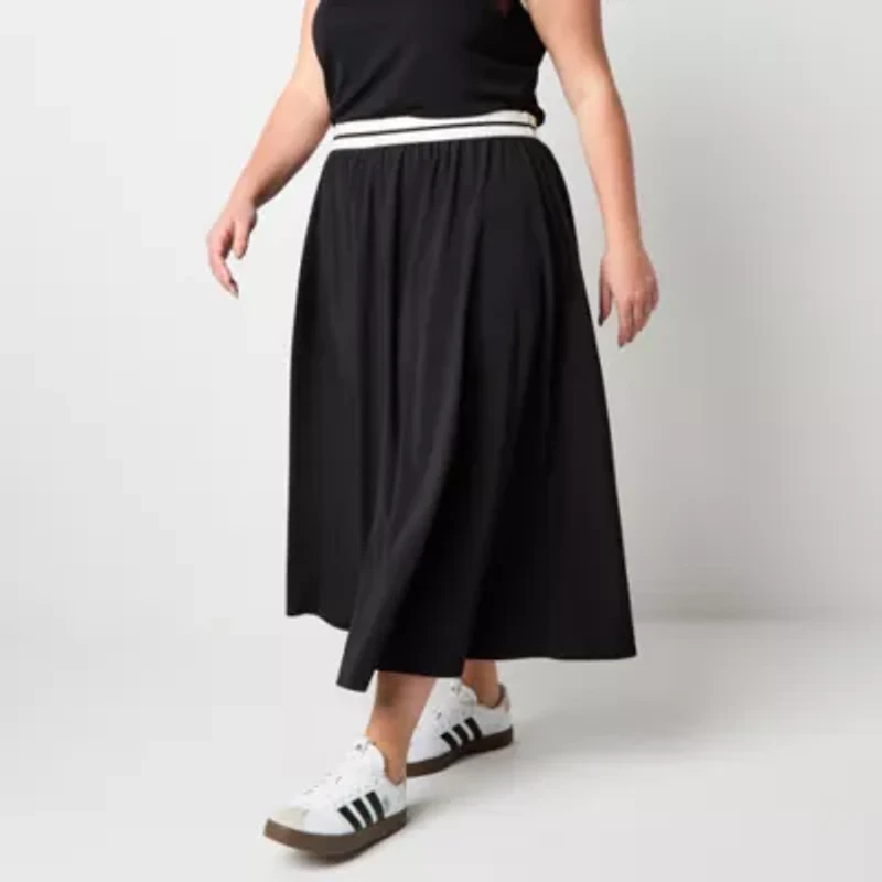 Stylus Womens High Rise Long Plus A-Line Skirt