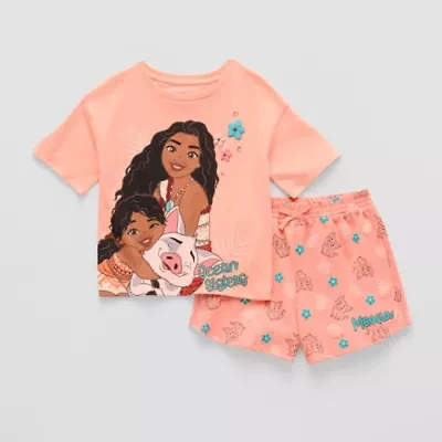 Disney Collection Little & Big Kid Girls 2-pc. Moana Short Set