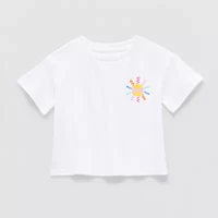 Thereabouts Little Girls Crew Neck Short Sleeve Boxy Fit Graphic T-Shirt