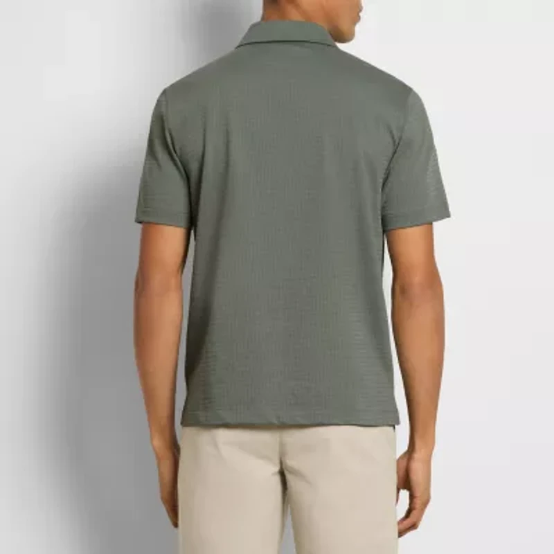 Van Heusen Essential Zip Mens Short Sleeve Polo Sweater