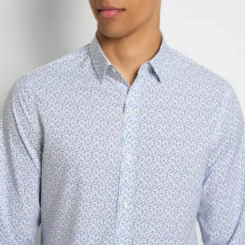 Van Heusen Performance All Way Stretch Mens Long Sleeve Slim Fit Button-Down Shirt