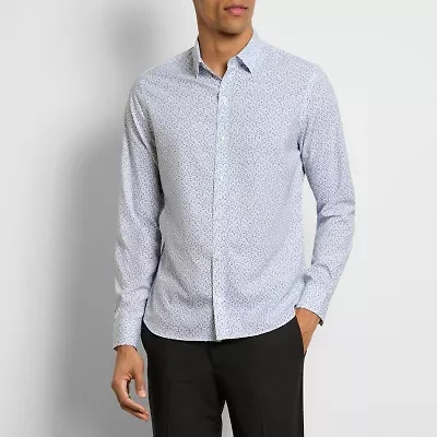 Van Heusen Performance All Way Stretch Mens Long Sleeve Slim Fit Button-Down Shirt