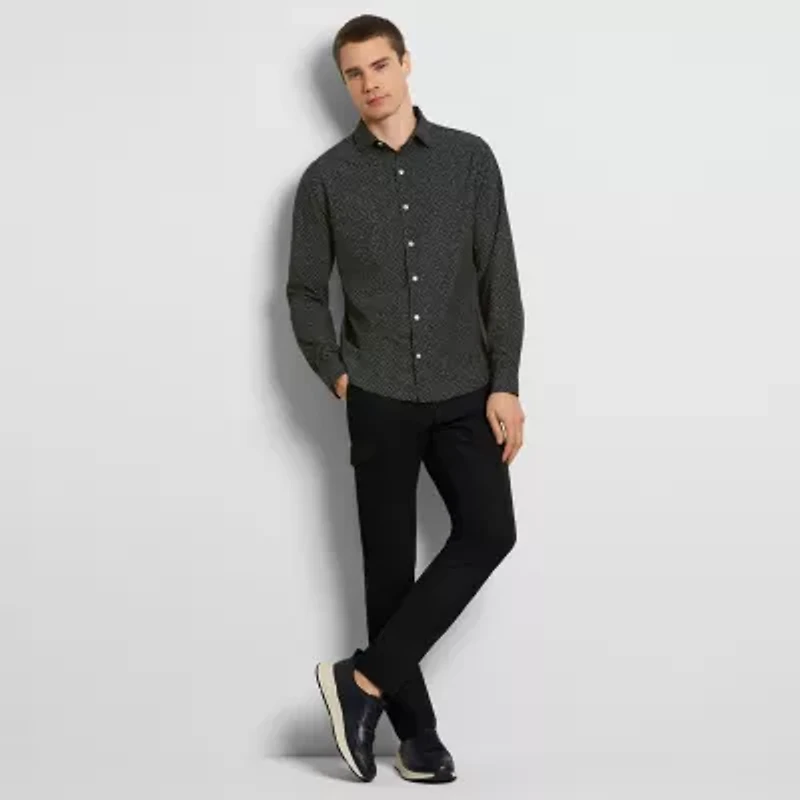 Van Heusen Performance All Way Stretch Mens Long Sleeve Slim Fit Button-Down Shirt