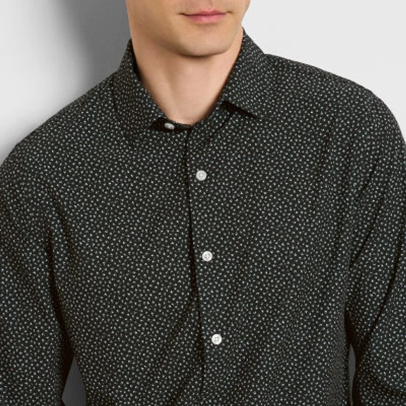 Van Heusen Performance All Way Stretch Mens Long Sleeve Slim Fit Button-Down Shirt