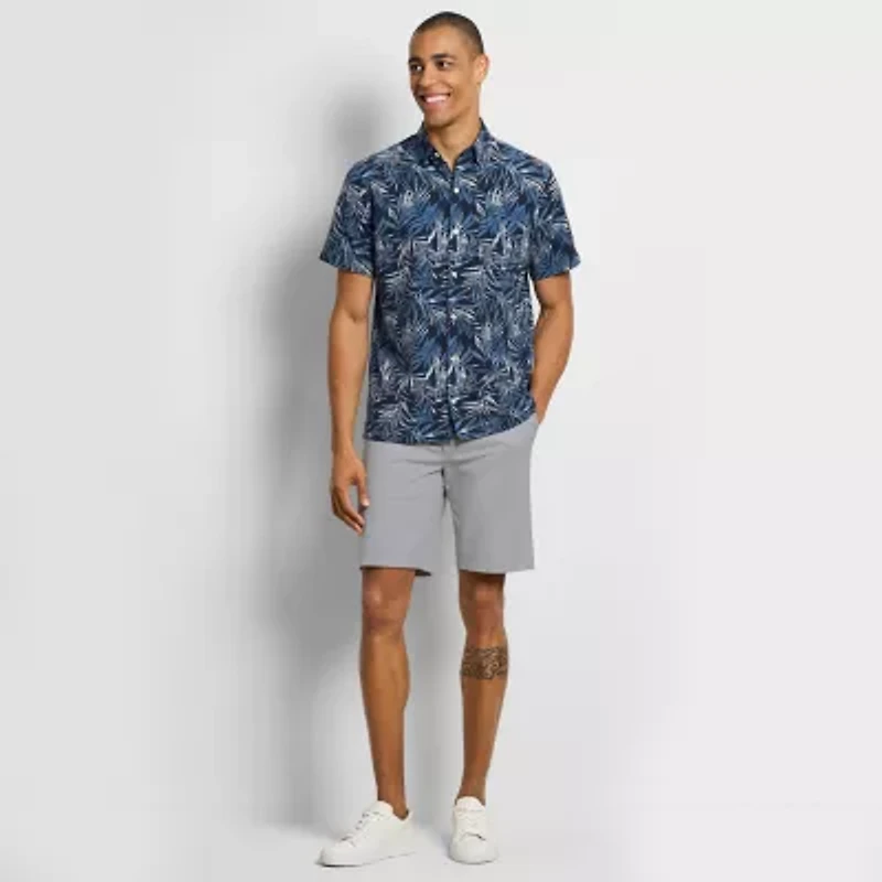 Van Heusen Weekend Mens Short Sleeve Moisture Wicking Quick Dry Camp Shirt