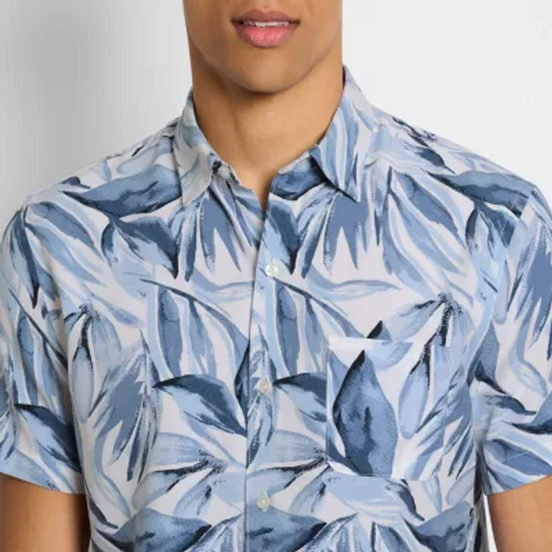 Van Heusen Weekend Mens Short Sleeve Moisture Wicking Quick Dry Camp Shirt