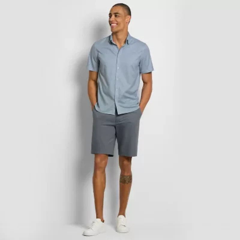 Van Heusen Performance Knit Mens Short Sleeve Slim Fit Stretch Fabric Button-Down Shirt