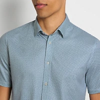 Van Heusen Performance Knit Mens Short Sleeve Slim Fit Stretch Fabric Button-Down Shirt