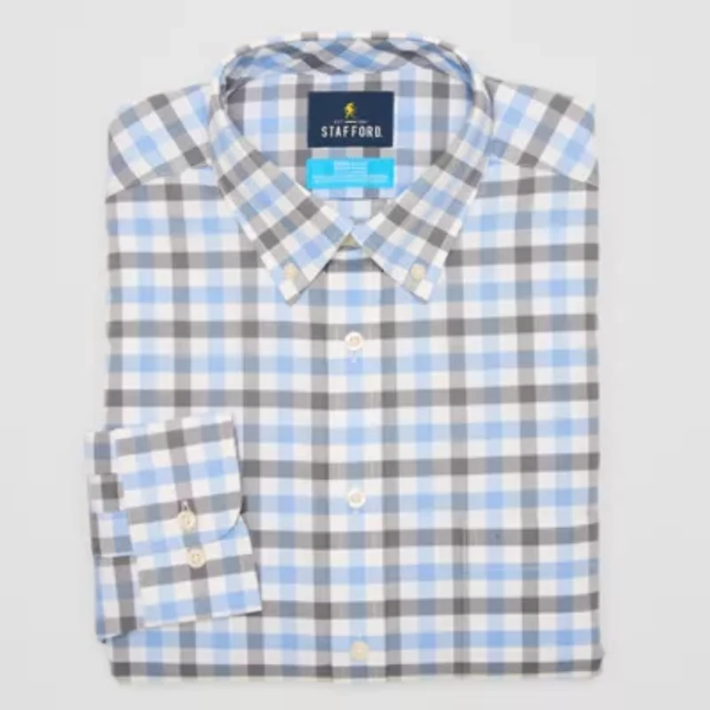 Stafford Coolmax All Season Oxford Mens Slim Fit Long Sleeve Dress Shirt