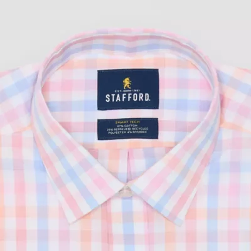 Stafford Smart Tech Mens Regular Fit Stretch Fabric Wrinkle Free Long Sleeve Dress Shirt