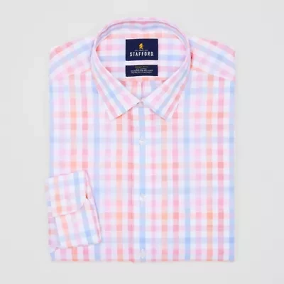 Stafford Smart Tech Mens Regular Fit Stretch Fabric Wrinkle Free Long Sleeve Dress Shirt