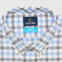 Stafford Coolmax All Season Oxford Mens Big & Tall Regular Fit Stretch Fabric Wrinkle Free Long Sleeve Plaid Dress Shirt
