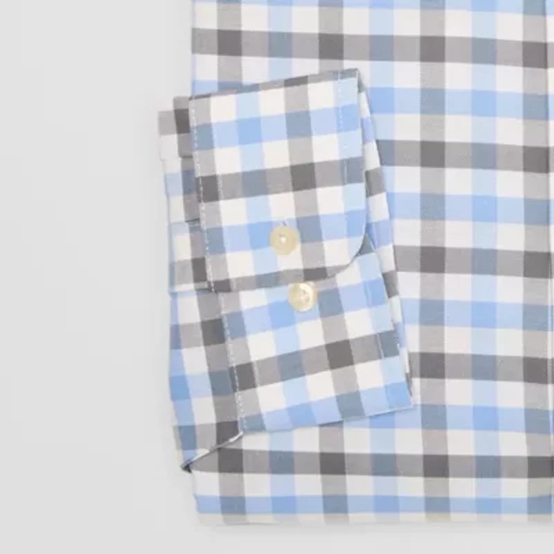 Stafford Coolmax All Season Oxford Mens Big & Tall Regular Fit Stretch Fabric Wrinkle Free Long Sleeve Plaid Dress Shirt