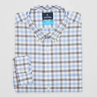 Stafford Coolmax All Season Oxford Mens Big & Tall Regular Fit Stretch Fabric Wrinkle Free Long Sleeve Plaid Dress Shirt
