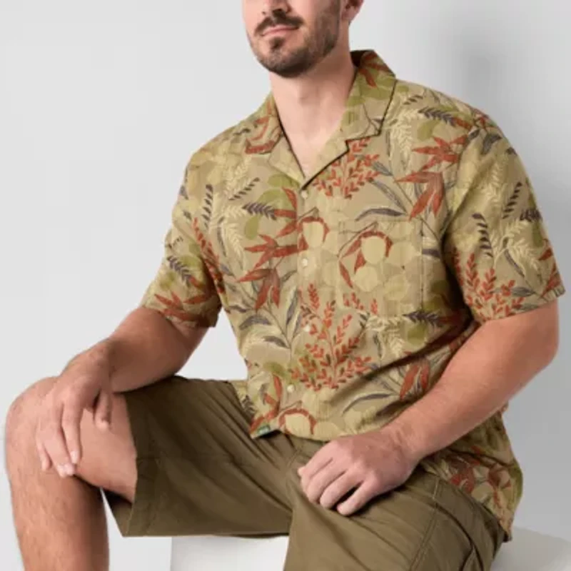 mutual weave Mens Short Sleeve Big and Tall Camp Shirt