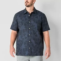 mutual weave Mens Short Sleeve Big and Tall Camp Shirt