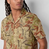 mutual weave Mens Short Sleeve Camp Shirt