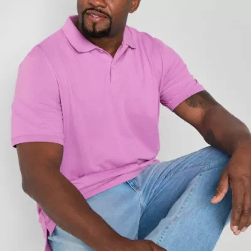 St. John's Bay Premium Stretch Big and Tall Mens Classic Fit Short Sleeve Polo Shirt