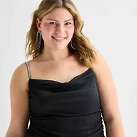 Jump Apparel Womens Juniors Plus Sleeveless Glitter Bodycon Dress