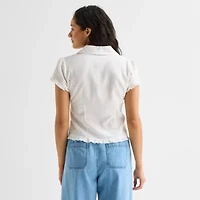 Forever 21 Womens Juniors Short Sleeve Button-Down Shirt