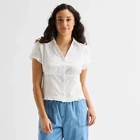 Forever 21 Womens Juniors Short Sleeve Button-Down Shirt