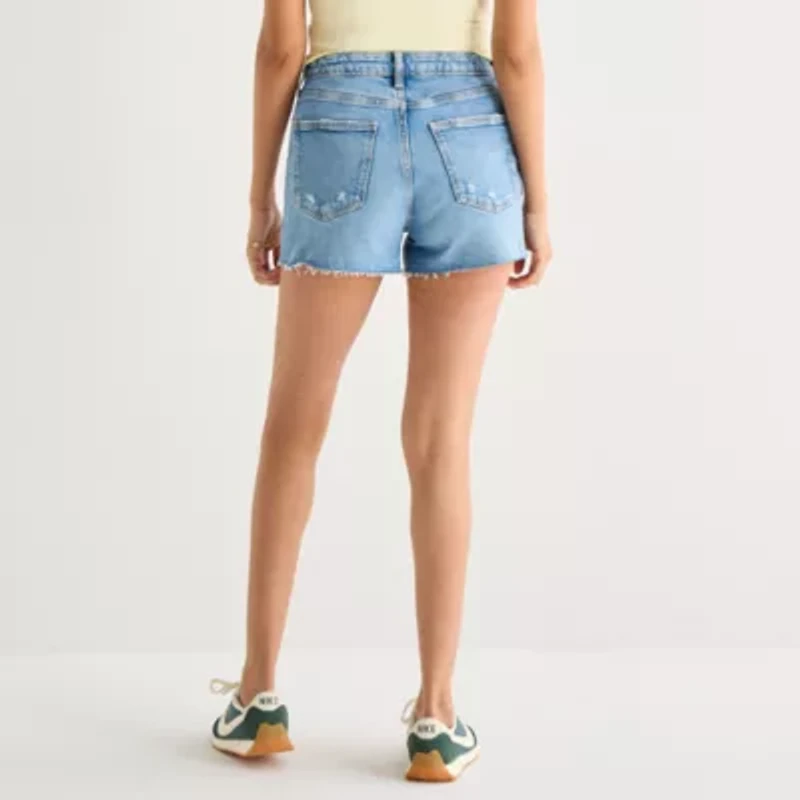 Arizona Womens 3 1/2" High Rise Juniors Denim Short