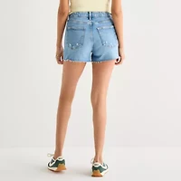 Arizona Womens 3 1/2" High Rise Juniors Denim Short