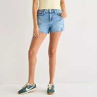 Arizona Womens 3 1/2" High Rise Juniors Denim Short