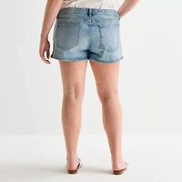 Arizona Womens 2 1/2" Low Rise Juniors Plus Denim Short