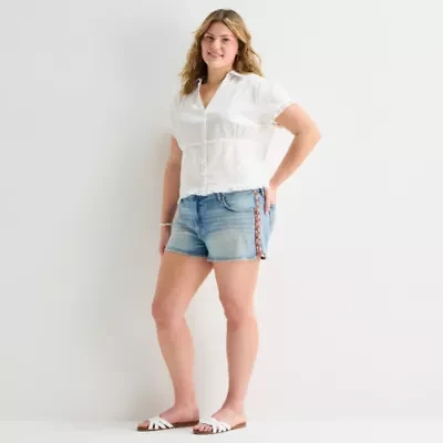 Arizona Womens 2 1/2" Low Rise Juniors Plus Denim Short