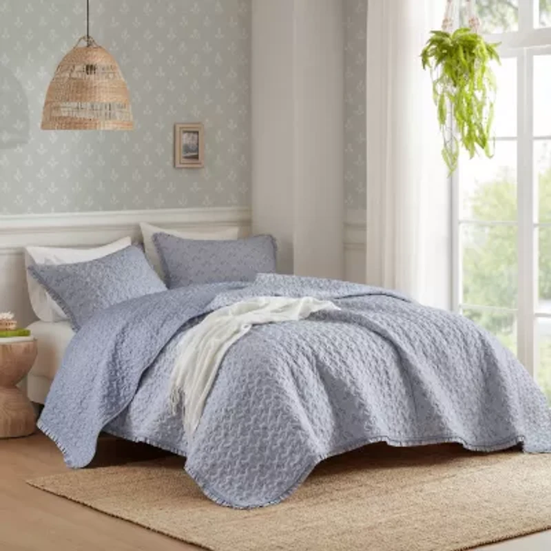 Madison Park Ruffle Printed 3-pc. Easy Care Coverlet Set