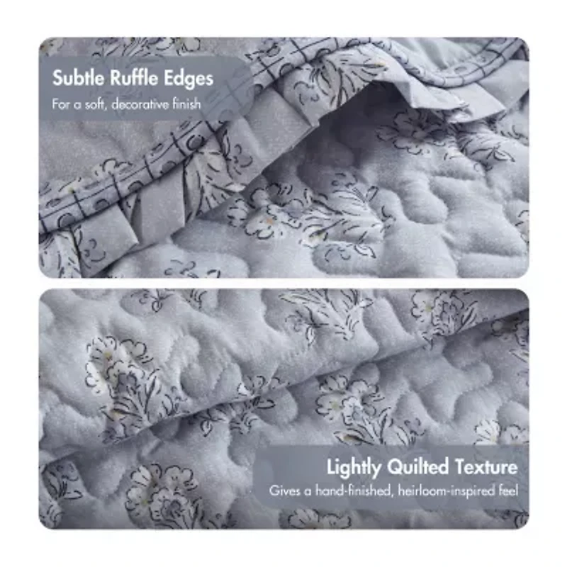 Madison Park Ruffle Printed 3-pc. Easy Care Coverlet Set