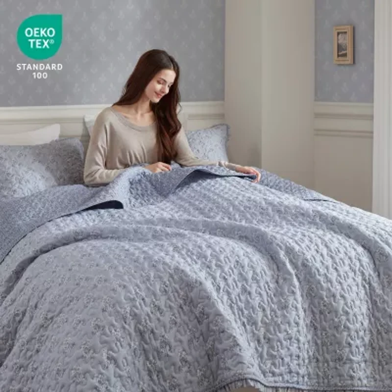 Madison Park Ruffle Printed 3-pc. Easy Care Coverlet Set