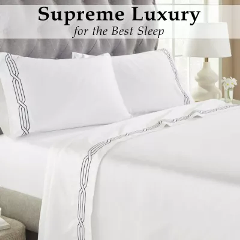 SUPERIOR® Embroidered Scroll Egyptian Cotton 1200tc Sheet set