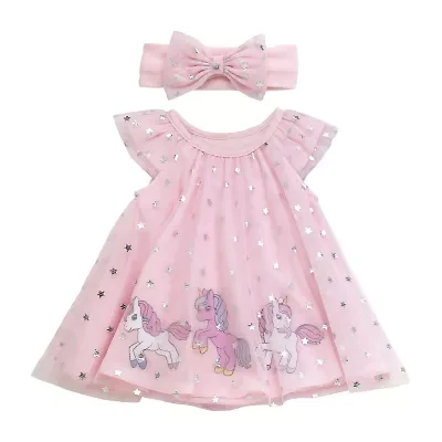 Baby Starters Girls 2-pc. Short Sleeve Flutter A-Line Dress