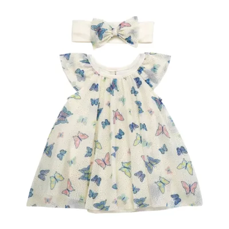 Baby Starters Girls 2-pc. Short Sleeve Flutter A-Line Dress