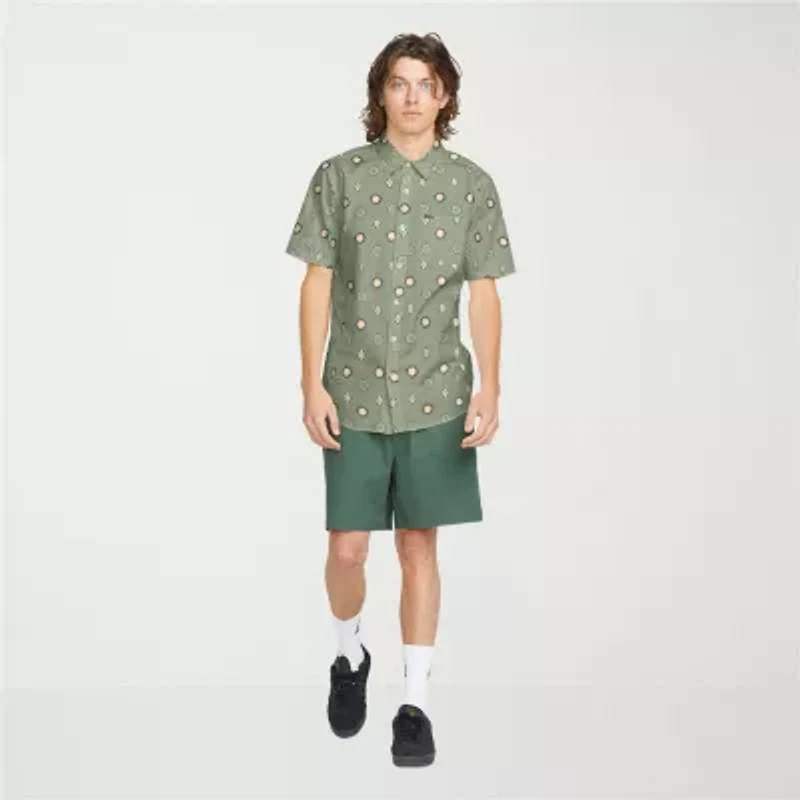 VOLCOM Mens Short Sleeve Regular Fit Button-Down Shirt