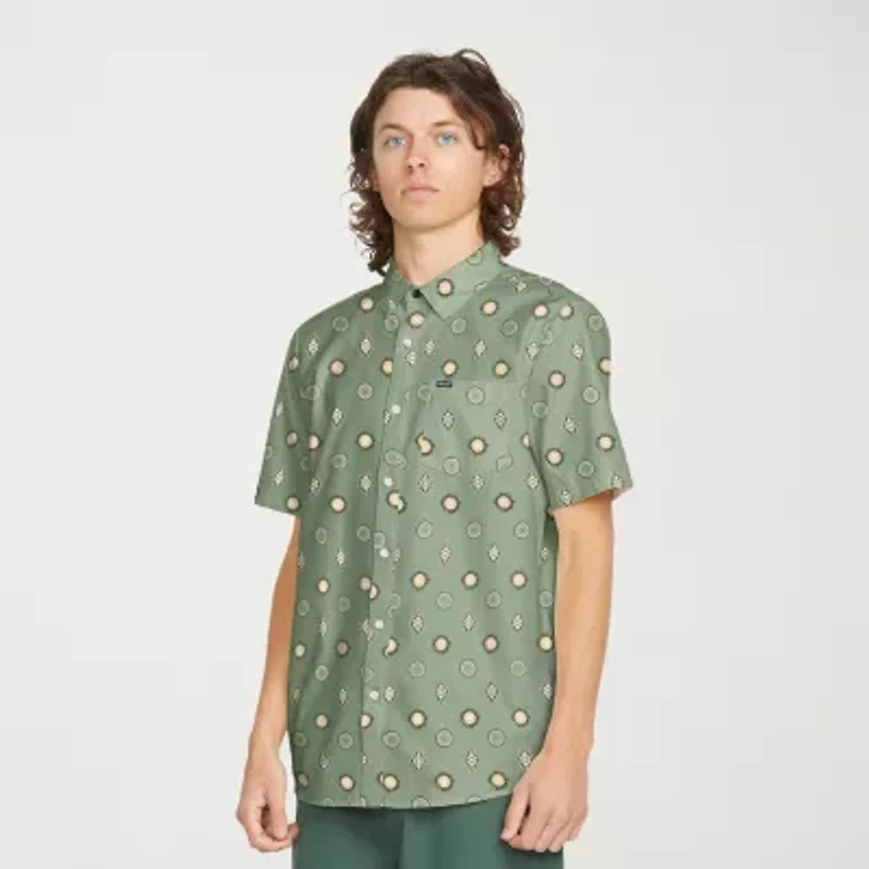 VOLCOM Mens Short Sleeve Regular Fit Button-Down Shirt