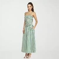 belle vie Womens Sleeveless Striped Midi Drop Waist Dress