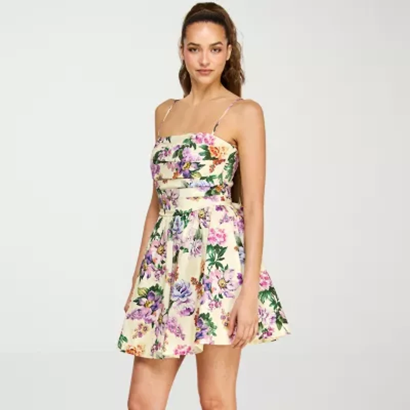 belle vie Womens Sleeveless Floral Party Dress