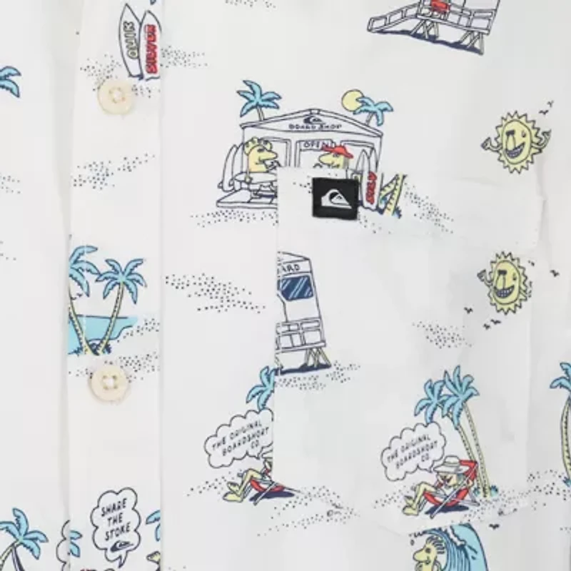 Quiksilver Big Kid Boys Short Sleeve Regular Fit Button-Down Shirt