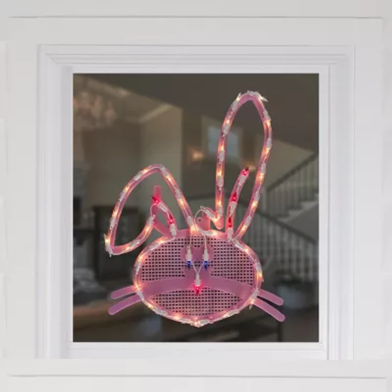 Northlight 17" Lighted Bunny Head Window Easter Window Decor