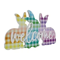 Northlight 14" Gingham Bunnies Welcome Wall Sign
