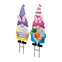 Northlight 27" Happy Gnomes Outdoor Garden Stakes Easter Yard Art
