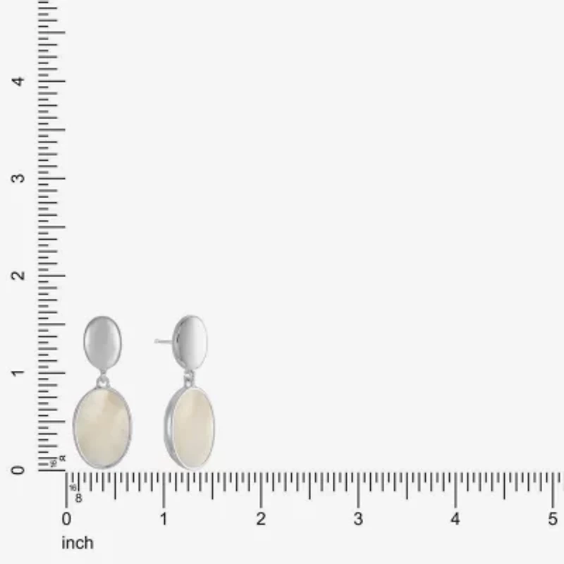 Liz Claiborne Womens White Mother Of Pearl Hypoallergenic Drop Earrings