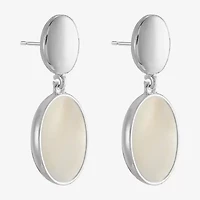 Liz Claiborne Womens White Mother Of Pearl Hypoallergenic Drop Earrings