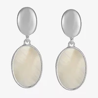 Liz Claiborne Womens White Mother Of Pearl Hypoallergenic Drop Earrings