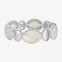 Liz Claiborne Womens White Mother Of Pearl Stretch Bracelet